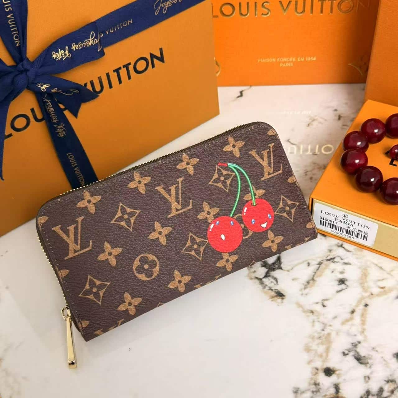 Iconic Set: L0vis Vvtt0n X Takashi Murakami Cerise Speedy 25 And Cherry Porte Monnaie Zippy Wallet