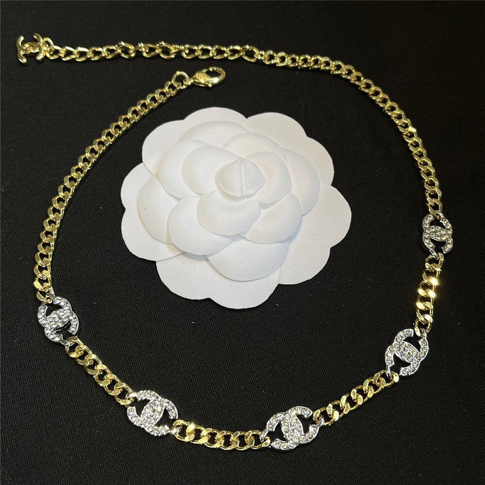 Ch**el Choker Metals And Stone Grains Gold Silver And Transparent Ab6444 B06011 Nc835
