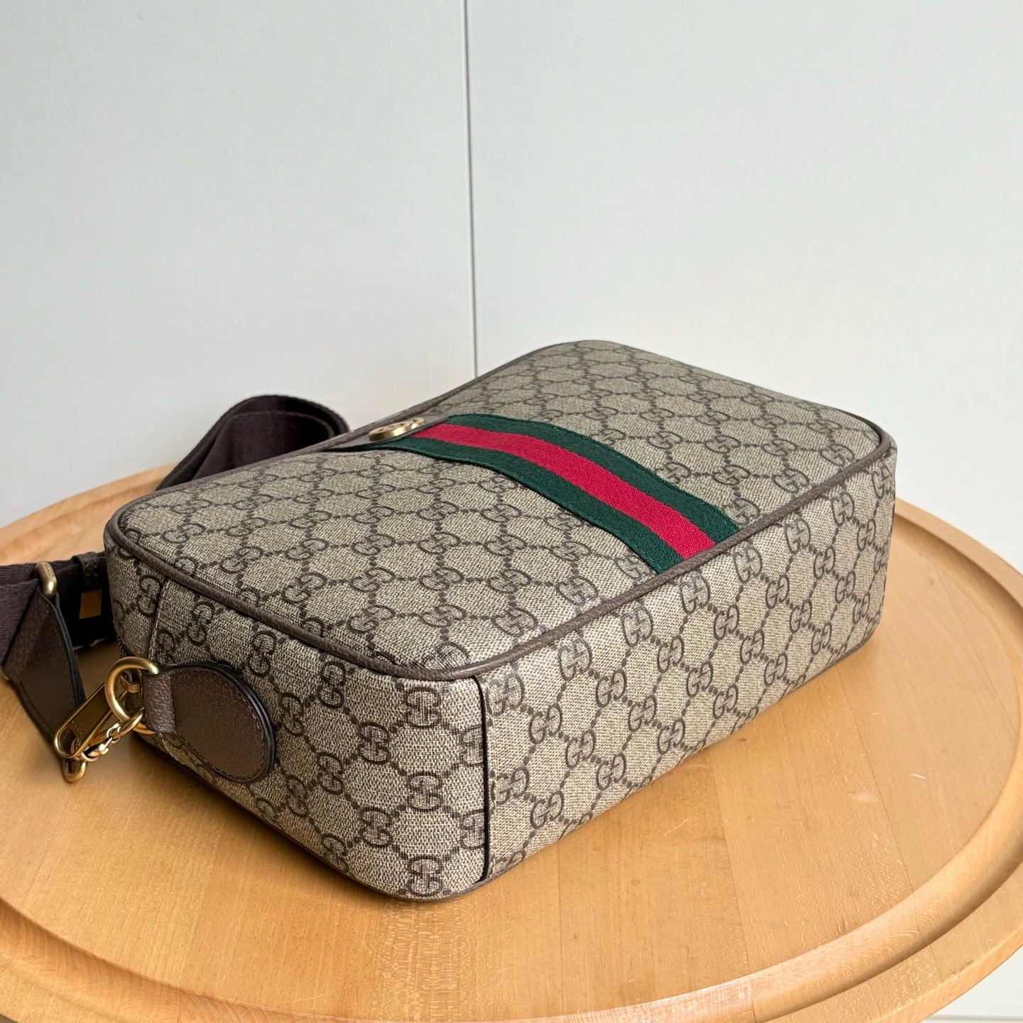 Gvc*1 Ophidia Medium Crossbody Bag Beige And Dark Brown 28Cm 834468 Faeof 9745