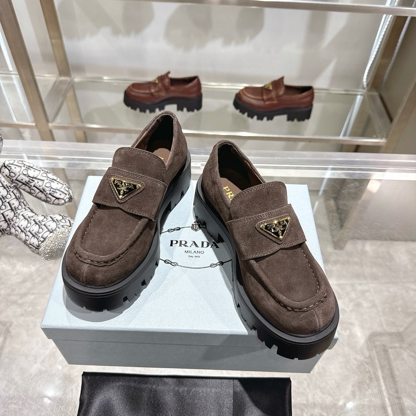 Pra*a Chocolate Suede Loafers Dark Brown 1D246M Mg0 F0003 F G050