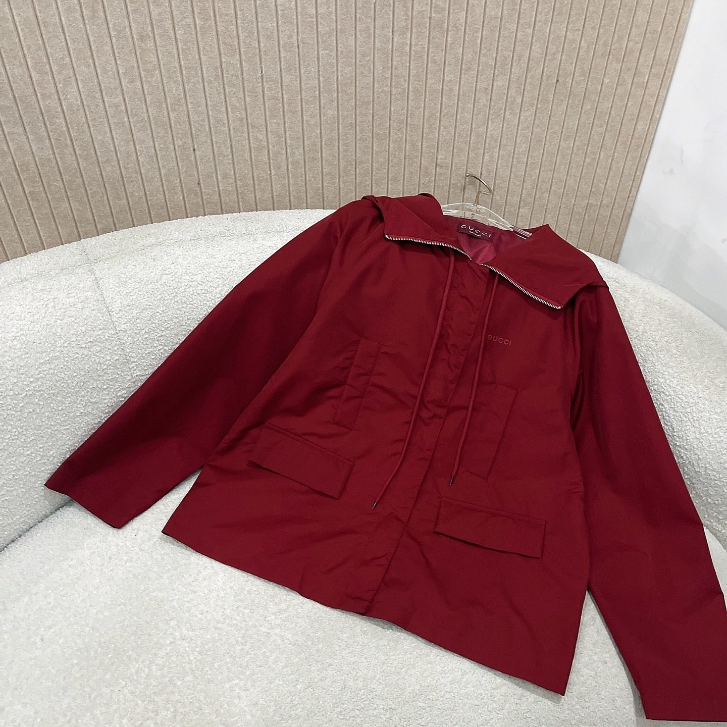 Gvc*1 Hooded Fabric Jacket With Logo Rosso Ancora Red 823752 Zar16 6052