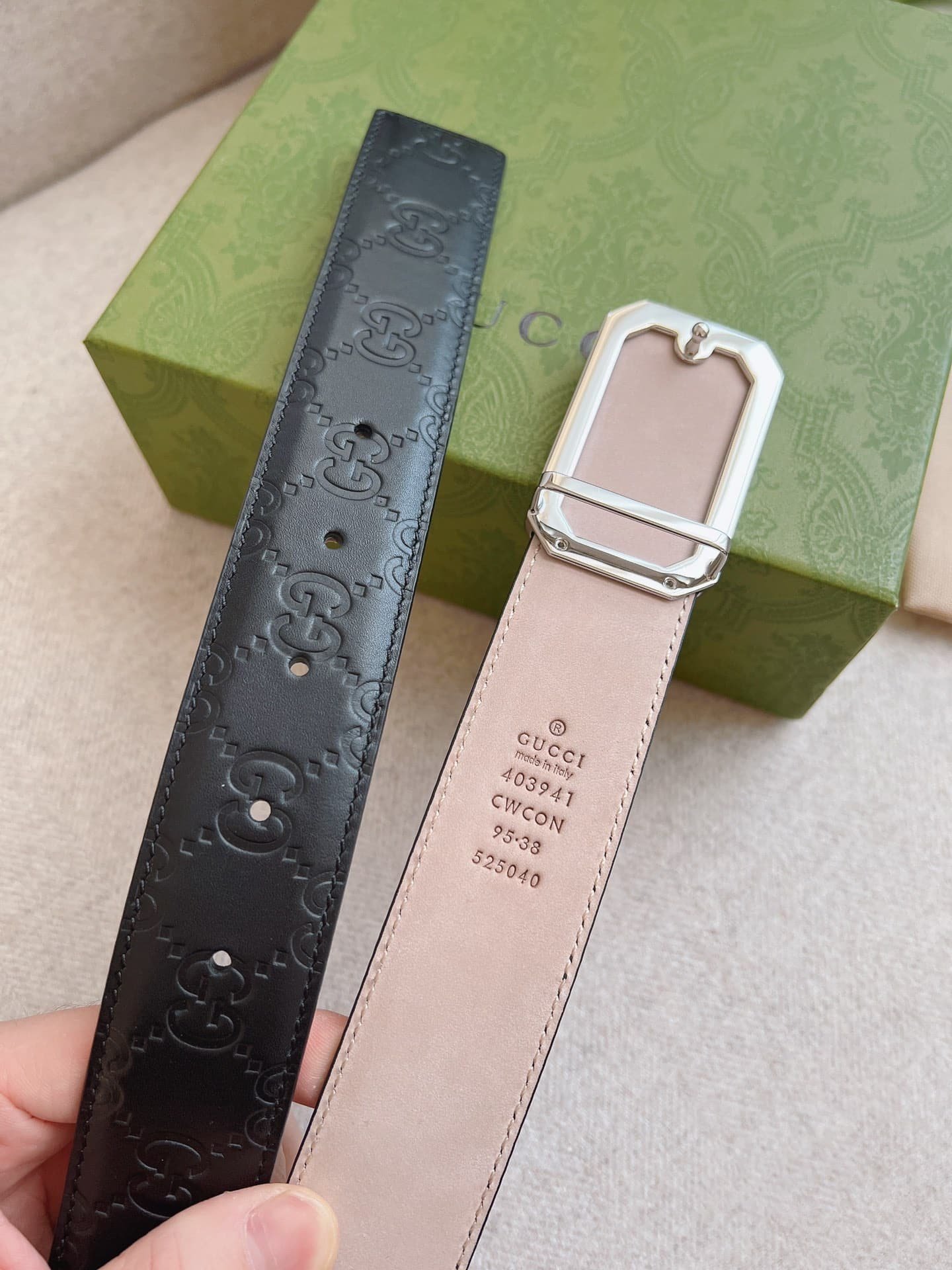Gvc*1 Black Signature Leather Belt 3.5Cm