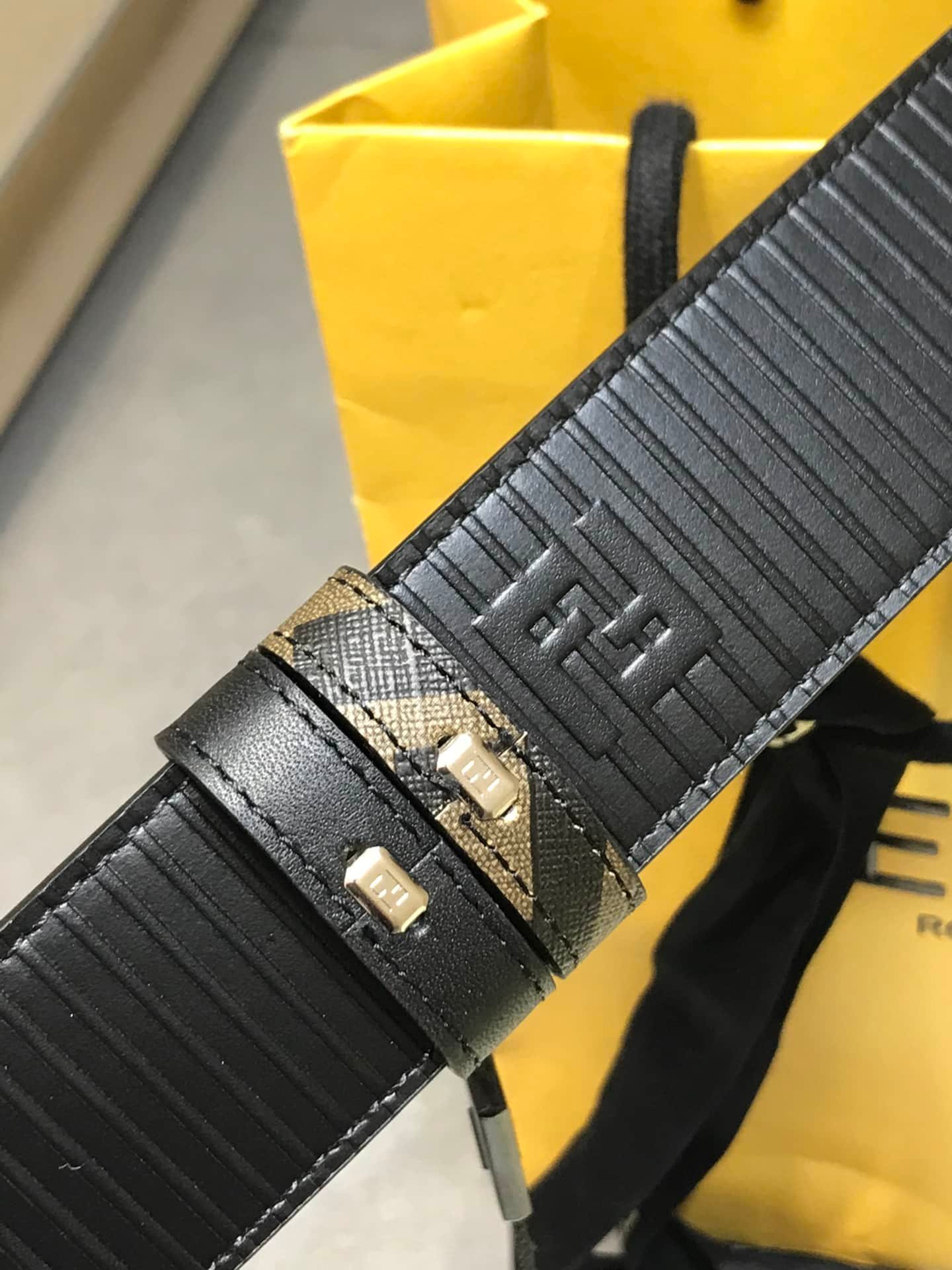 F**di Reversible Ff Leather Belt Brown 40Mm
