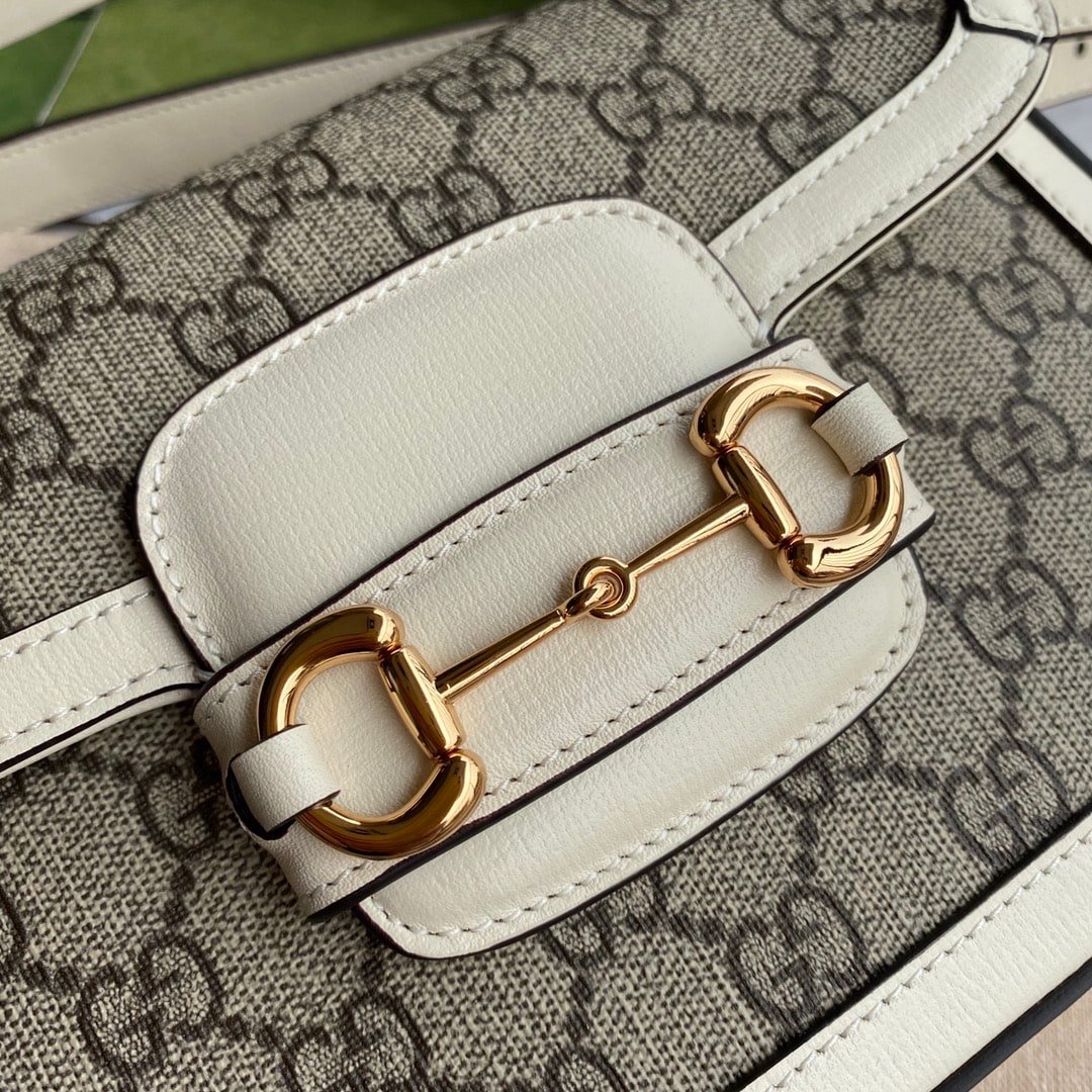 Gvc*1 Horsebit 1955 Mini Gg Svp*me Canvas Beige White 20Cm 658574 Huhhg 9759