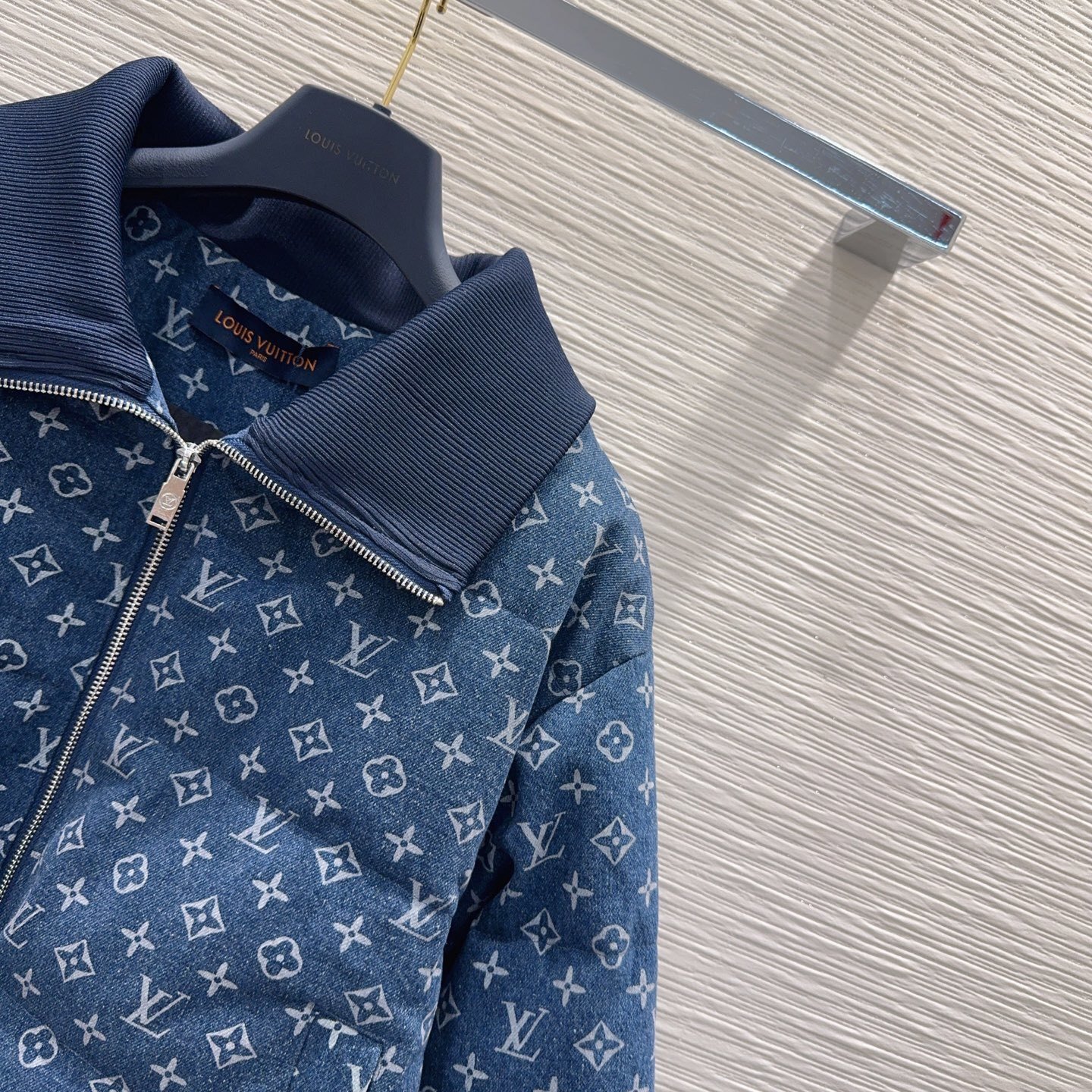 L0vis Vvtt0n Monogram Blue Denim Bomber Jacket