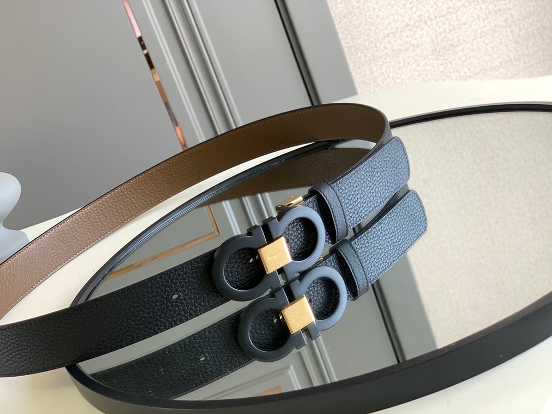 Salvatore Ferragamo Reversible And Gancini Belt Black 3.5Cm