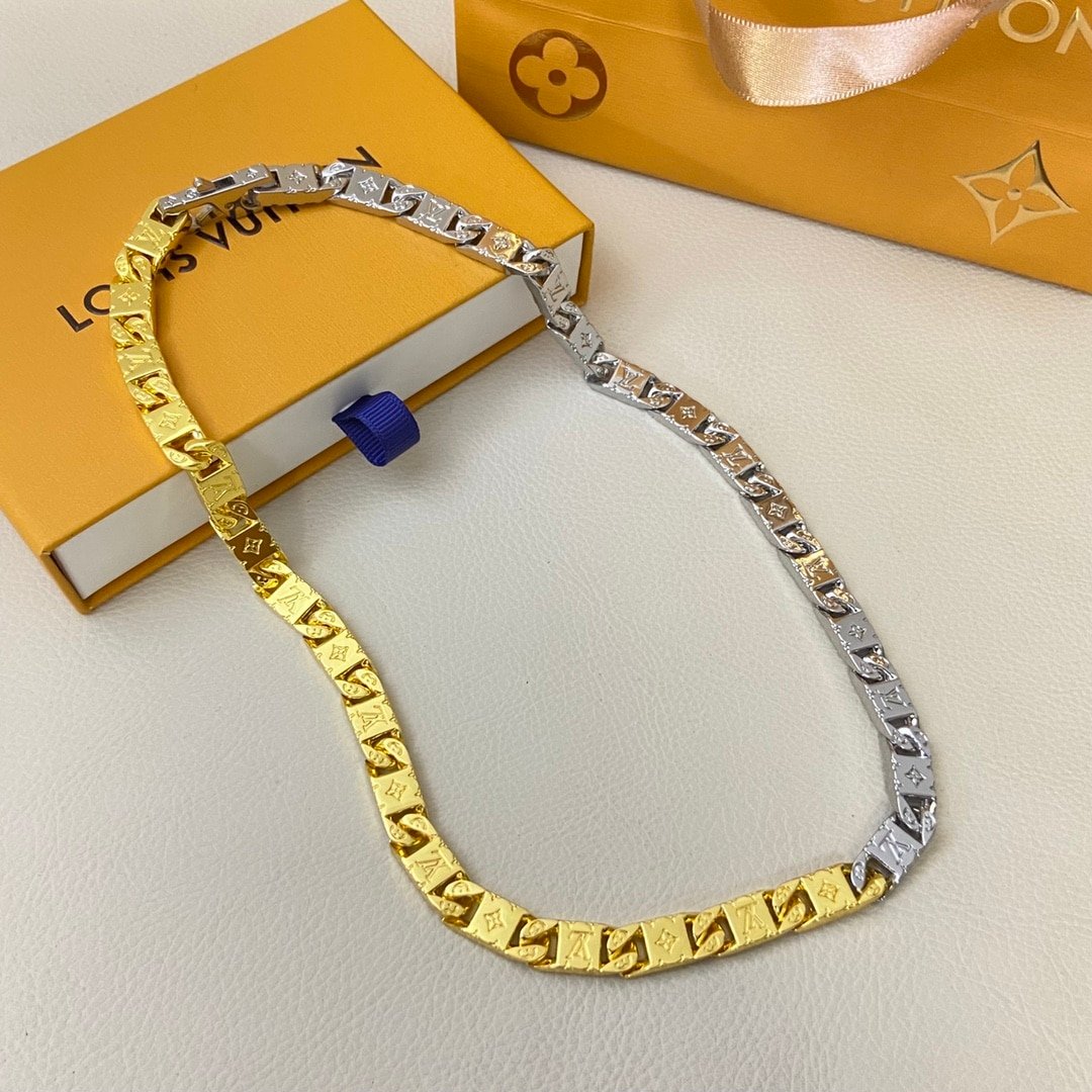 L0vis Vvtt0n Monogram Tied Up Necklace Gold And Silver M02229