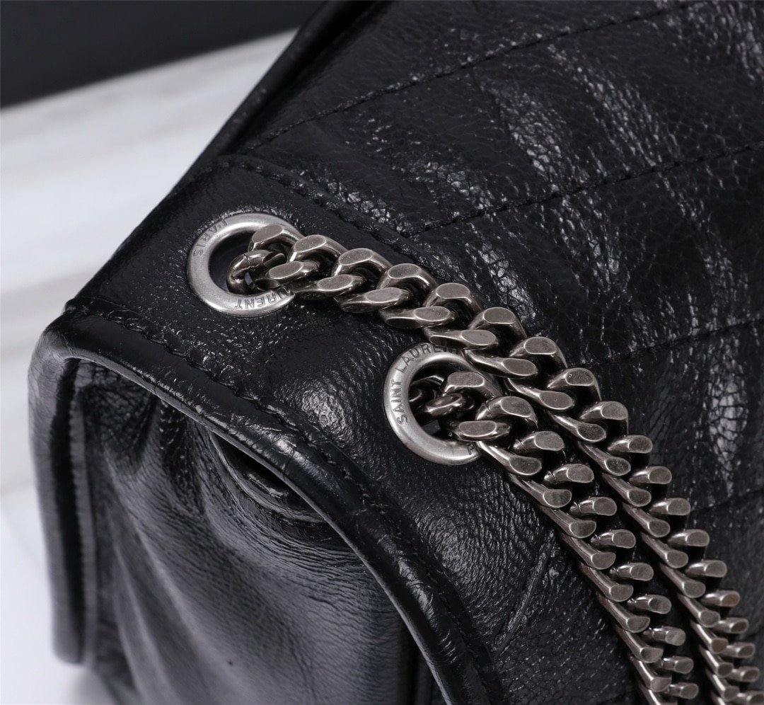 Sa1nt Lau*nt Niki Baby In Vintage Leather Black 21Cm 6331600En041000