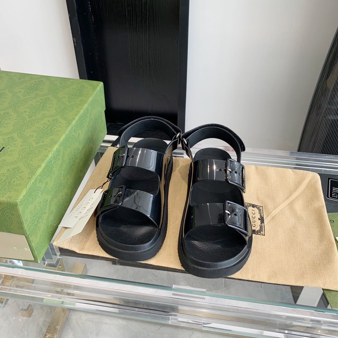 Gvc*1 Women’S Mini Double G Sandal Rubber ‎Black 660243 J8700 1000