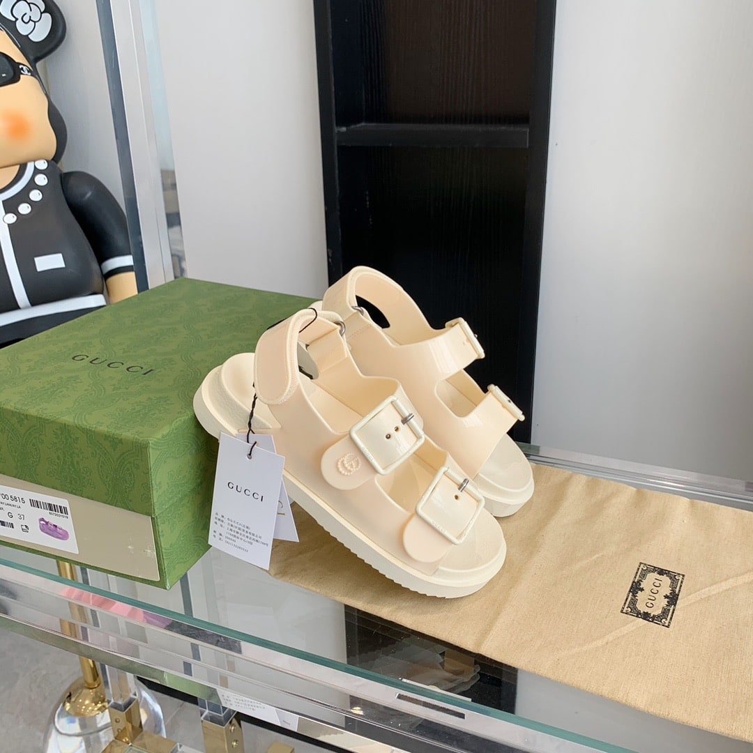 Gvc*1 Women’S Mini Double G Sandal Rubber Off White 660243 J8700 9050