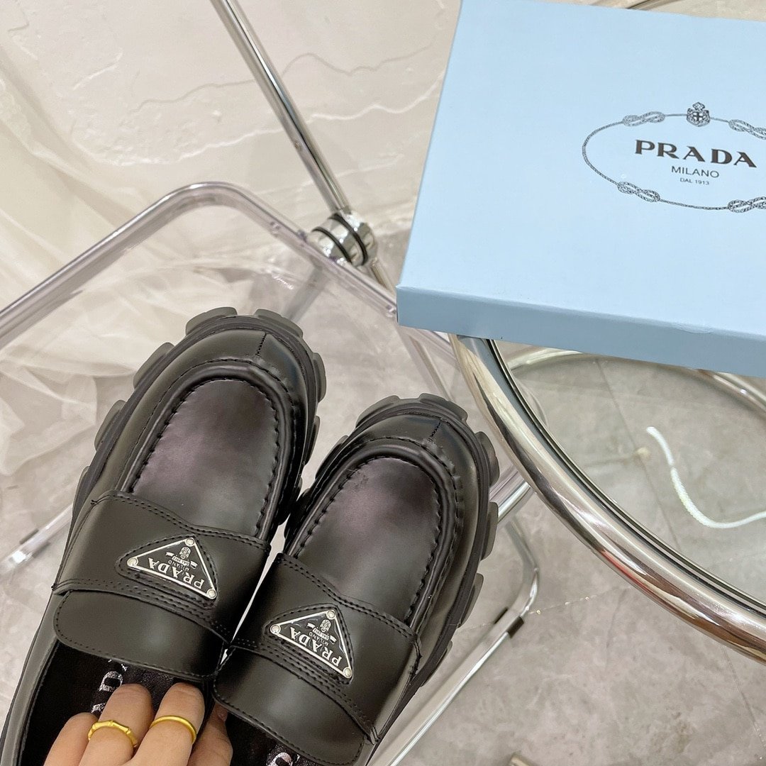 Pra*a Monolith Brushed Leather Loafers Black 2De129 B4L F0002