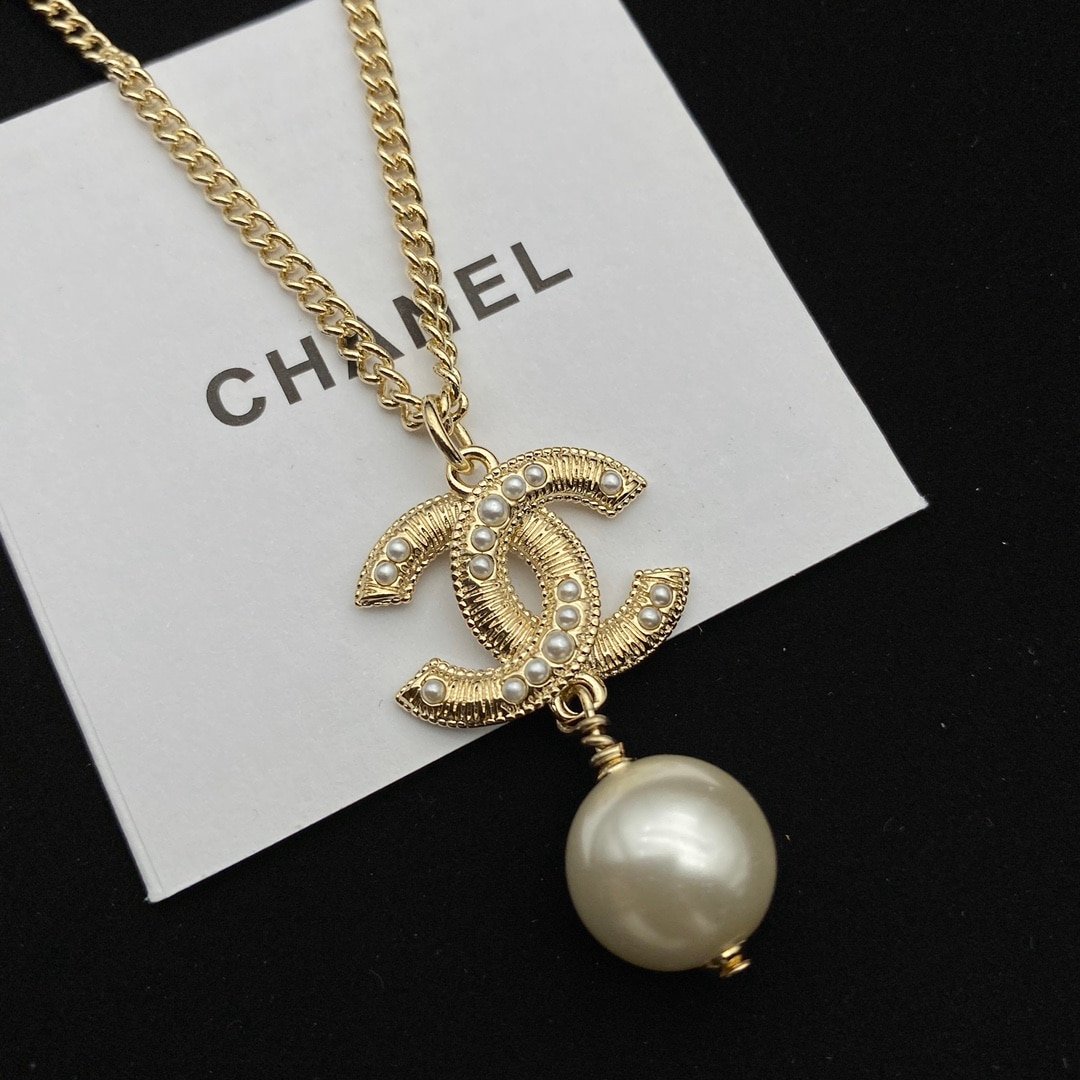 Ch**el Cc Pearl Gold Necklace