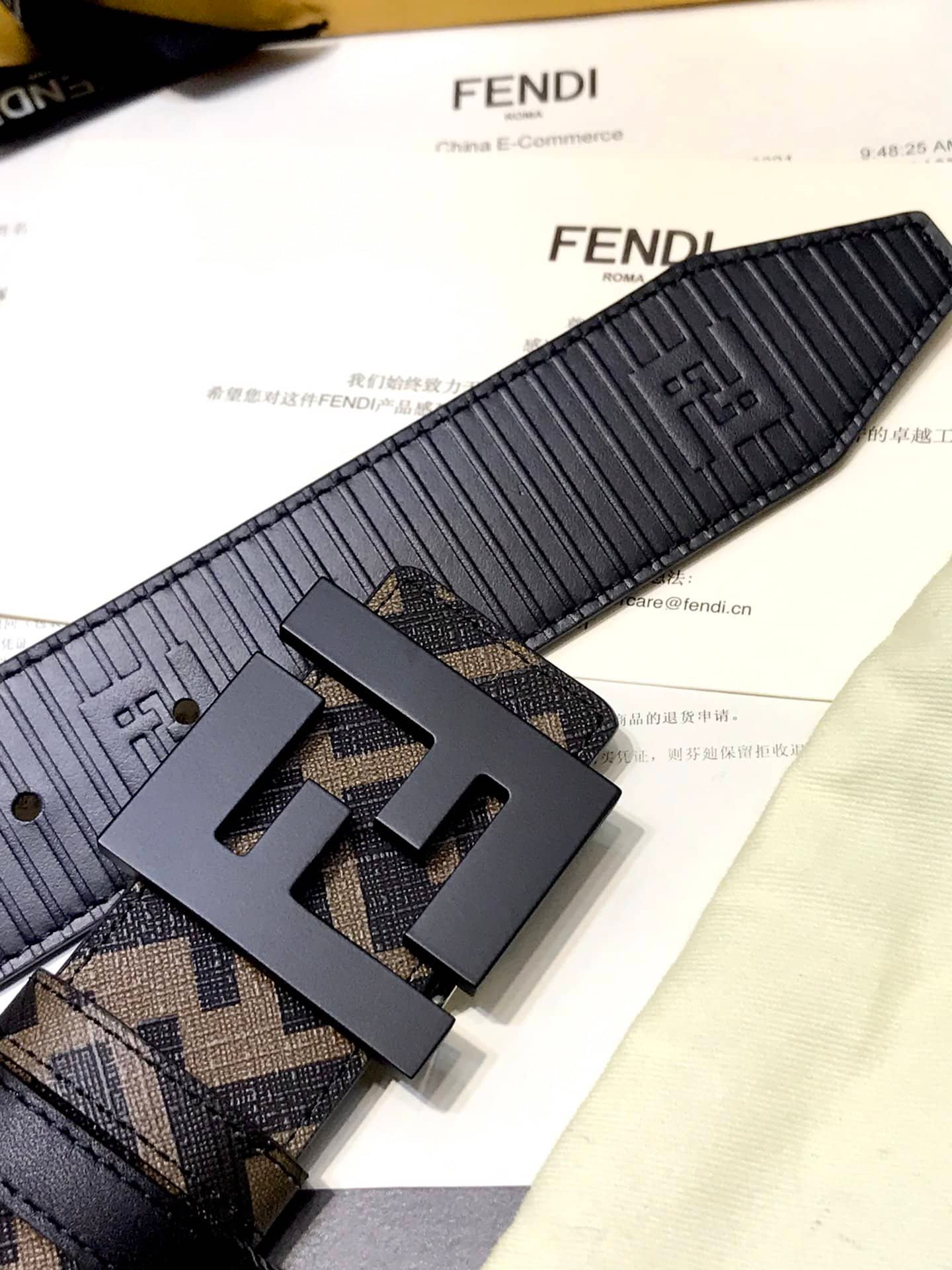 F**di Reversible Ff Leather Belt Brown 40Mm