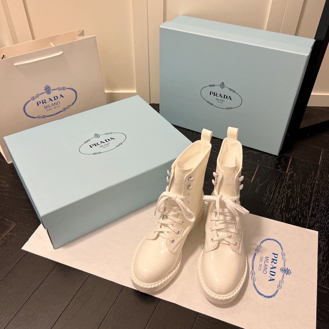 Pra*a Brushed Leather Abd Re Nylon Boots Creme 1T782M 3Lf7 F0F24 F B050