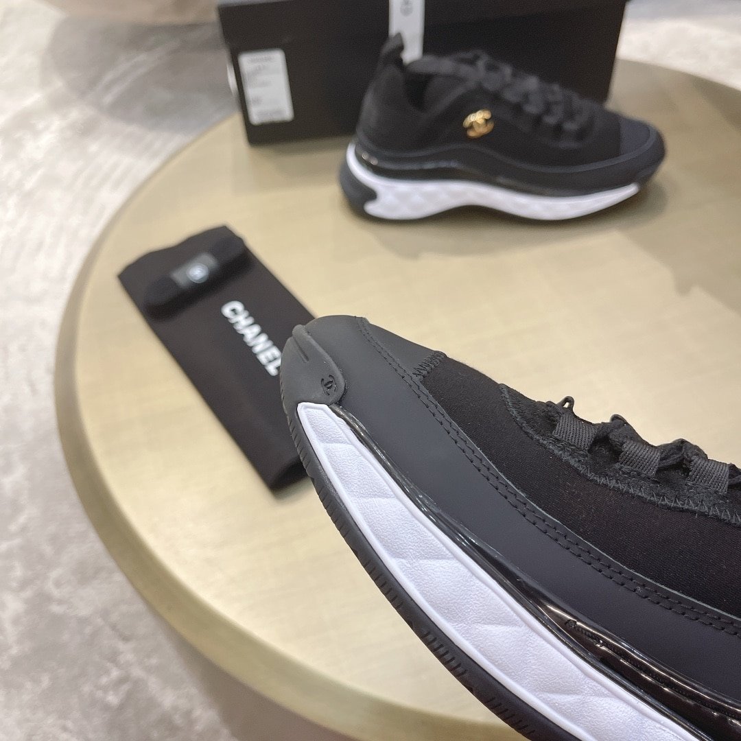 Ch**el Logo Low Top Trainer Sneakers Black G35617 Y53646 94305
