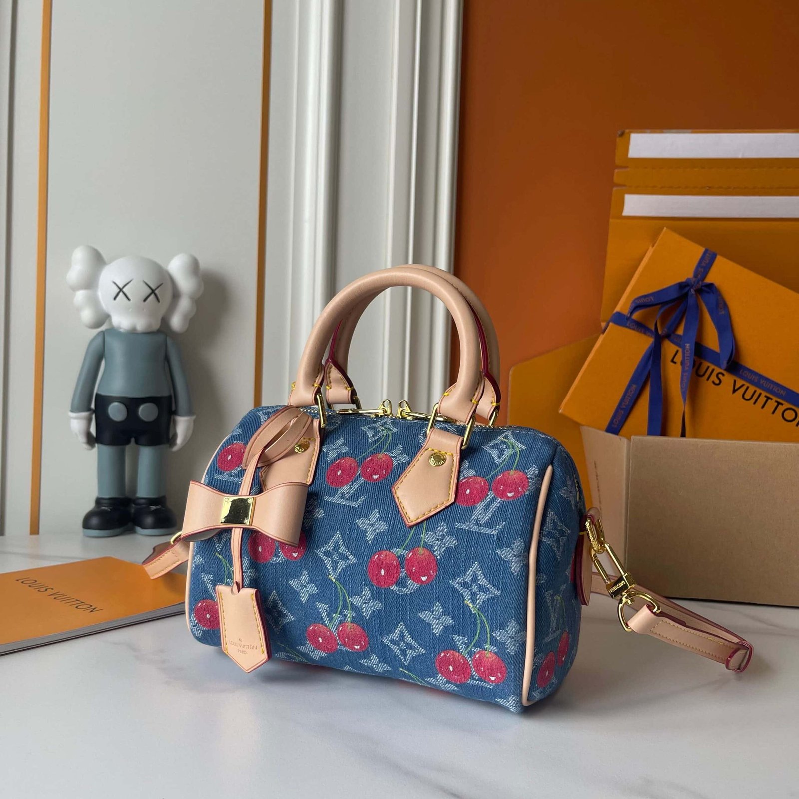 L0vis Vvtt0n X Takashi Murakami Speedy Bandoulière 20 Monogram Denim Blue 20Cm