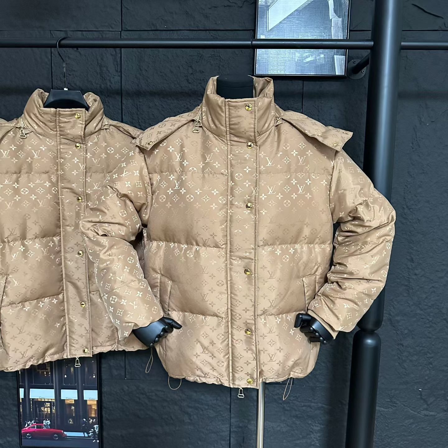 L0vis Vvtt0n Monogram Puffer Jacket Beige 1Aiozf