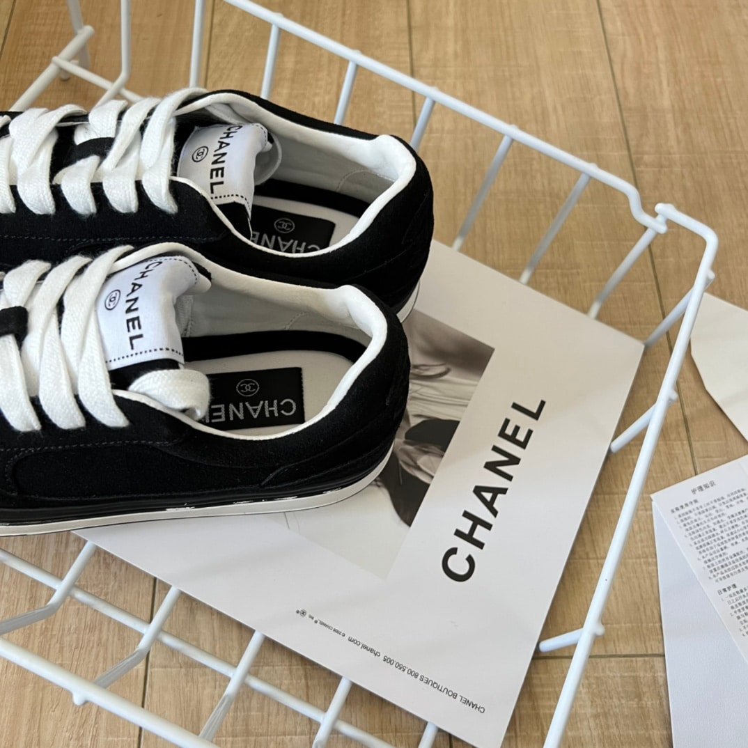 Ch**el Suede Leather Runners Black