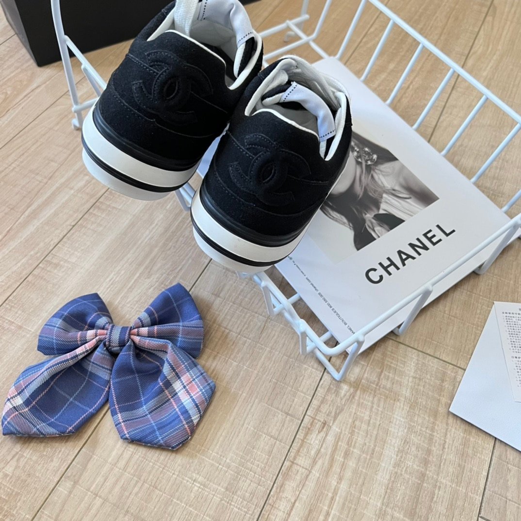 Ch**el Suede Leather Runners Black