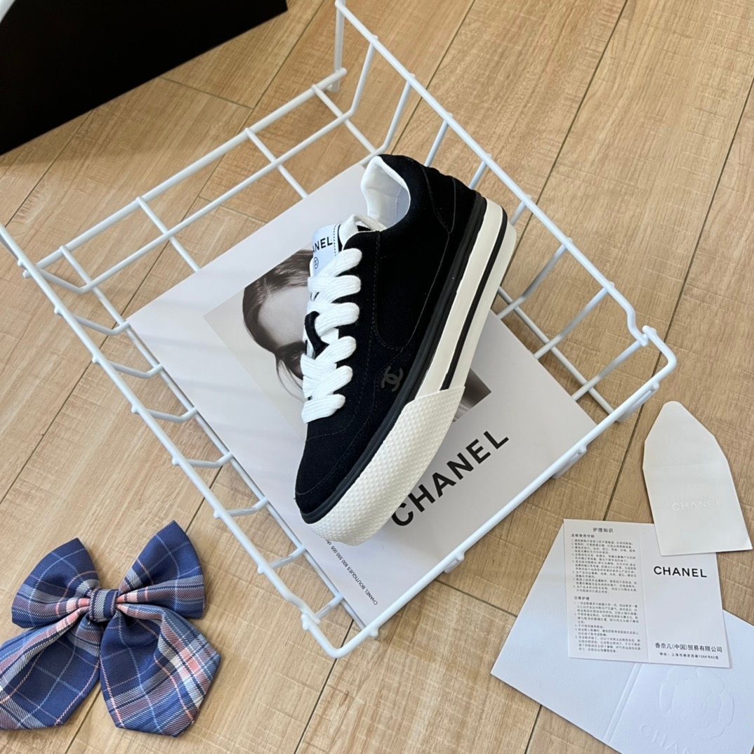Ch**el Suede Leather Runners Black