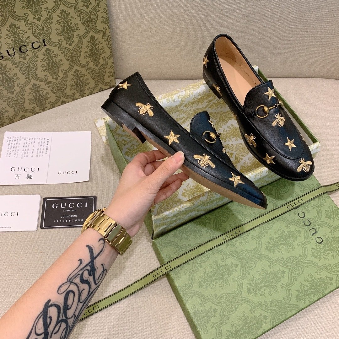 Gvc*1 Jordaan Embroidered Leather Loafer Black 505281 D3V00 1000