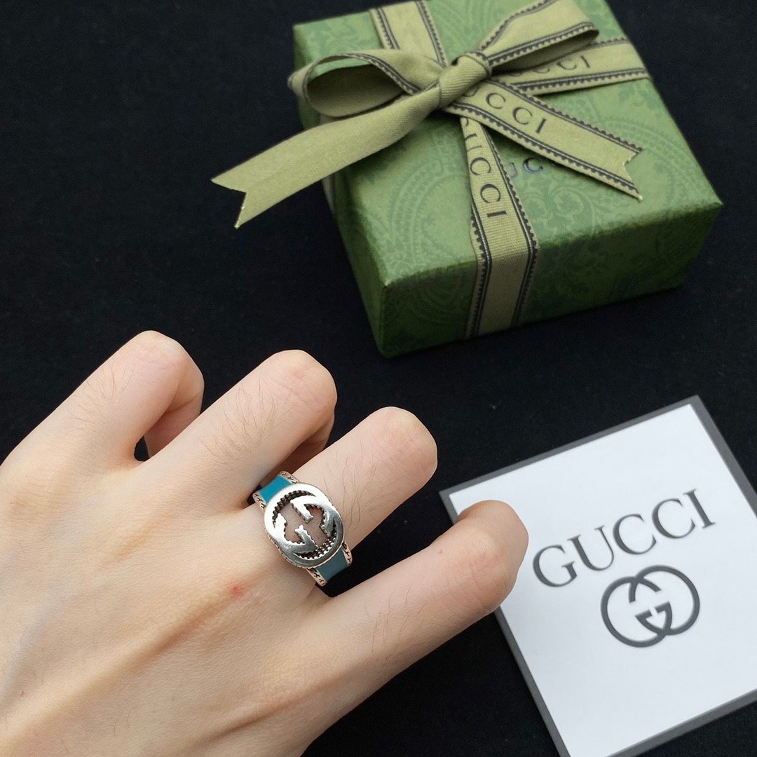 Gvc*1 Gg Interlocking Silver Ring Ybc645572001