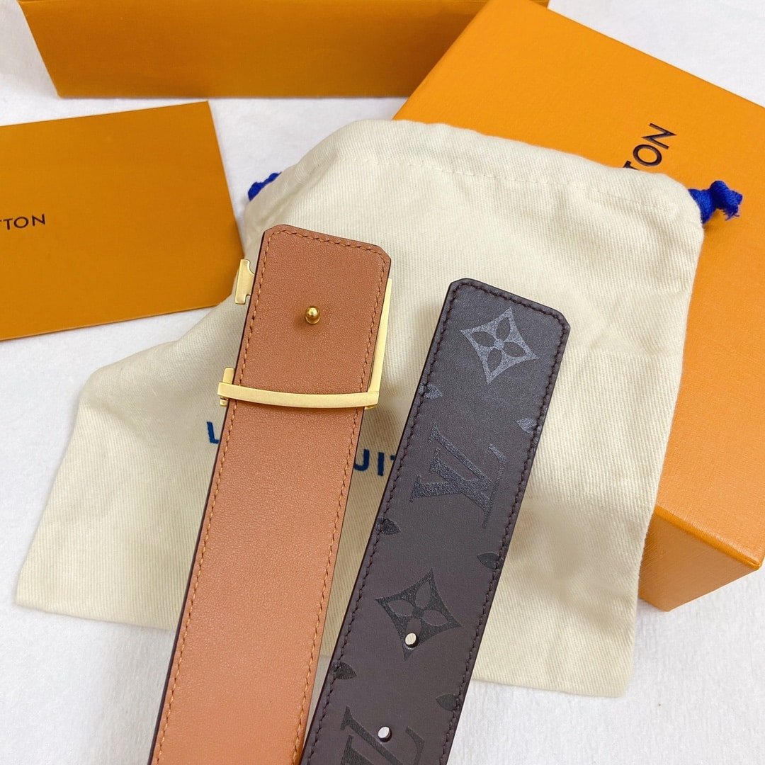 L0vis Vvtt0n LV Pyramide Belt Dark Brown 40MM