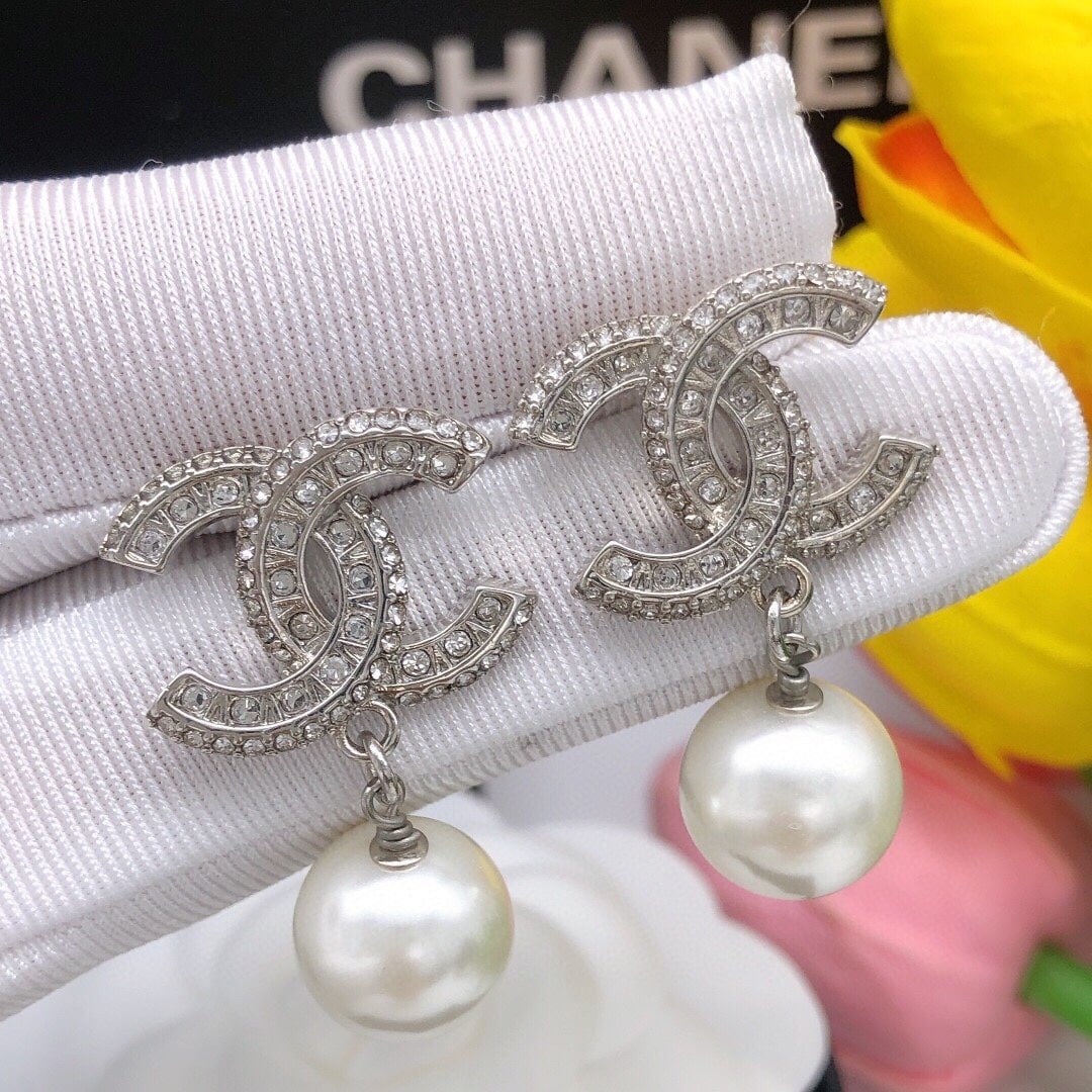 Ch**el Cc Silver Earrings