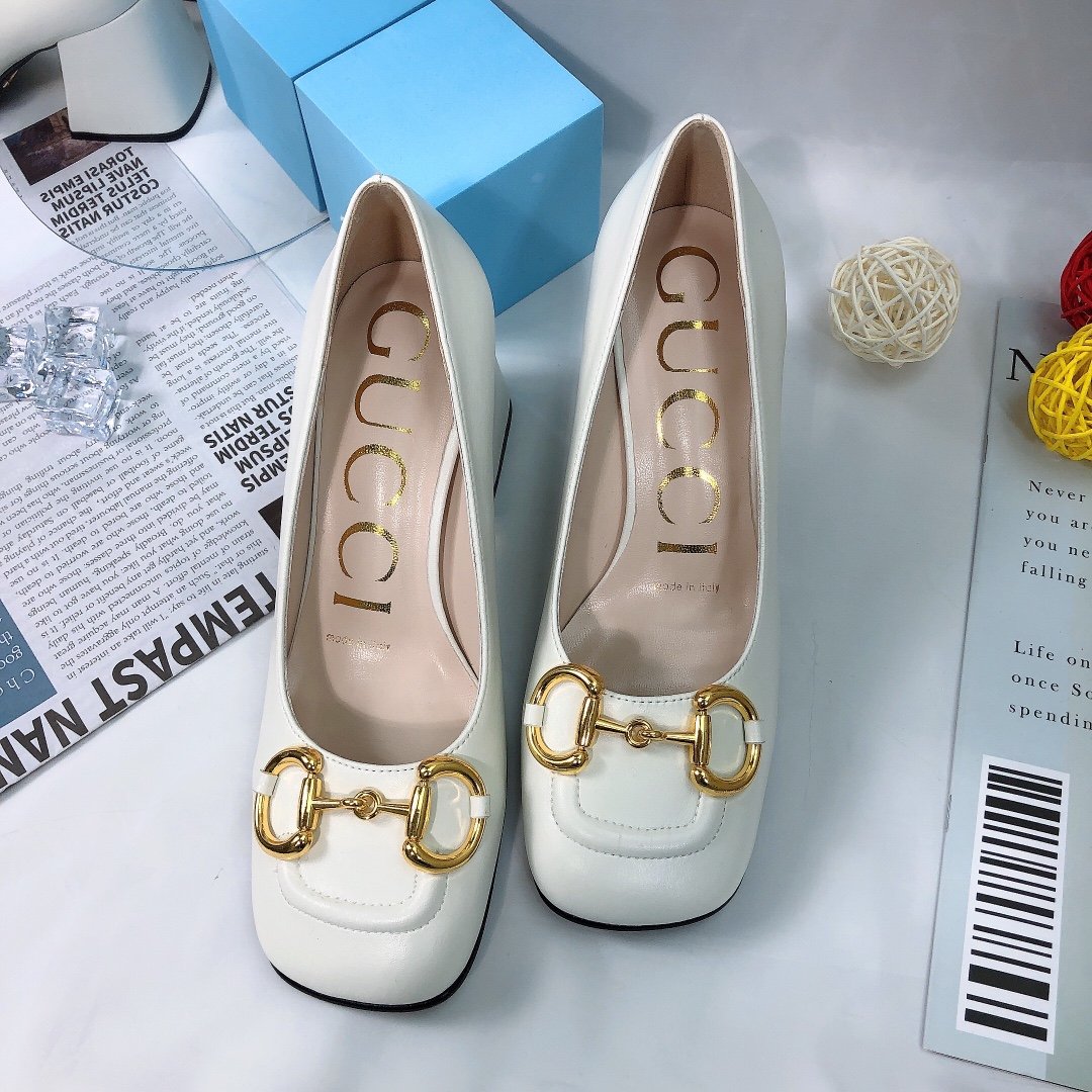 Gvc*1 Women’S Mid Heel Pump With Horsebit White Leather 643886 C9D00 9022