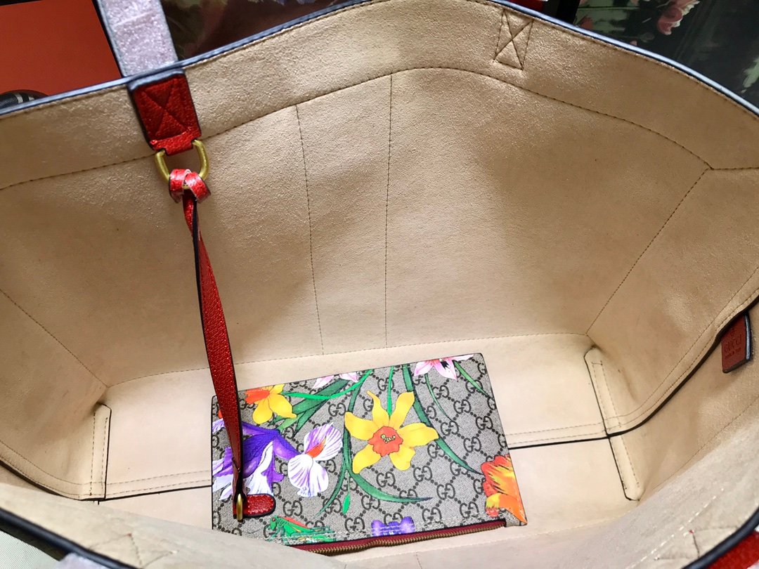 Gvc*1 Ophidia Gg Flora Medium Tote Red 44Cm