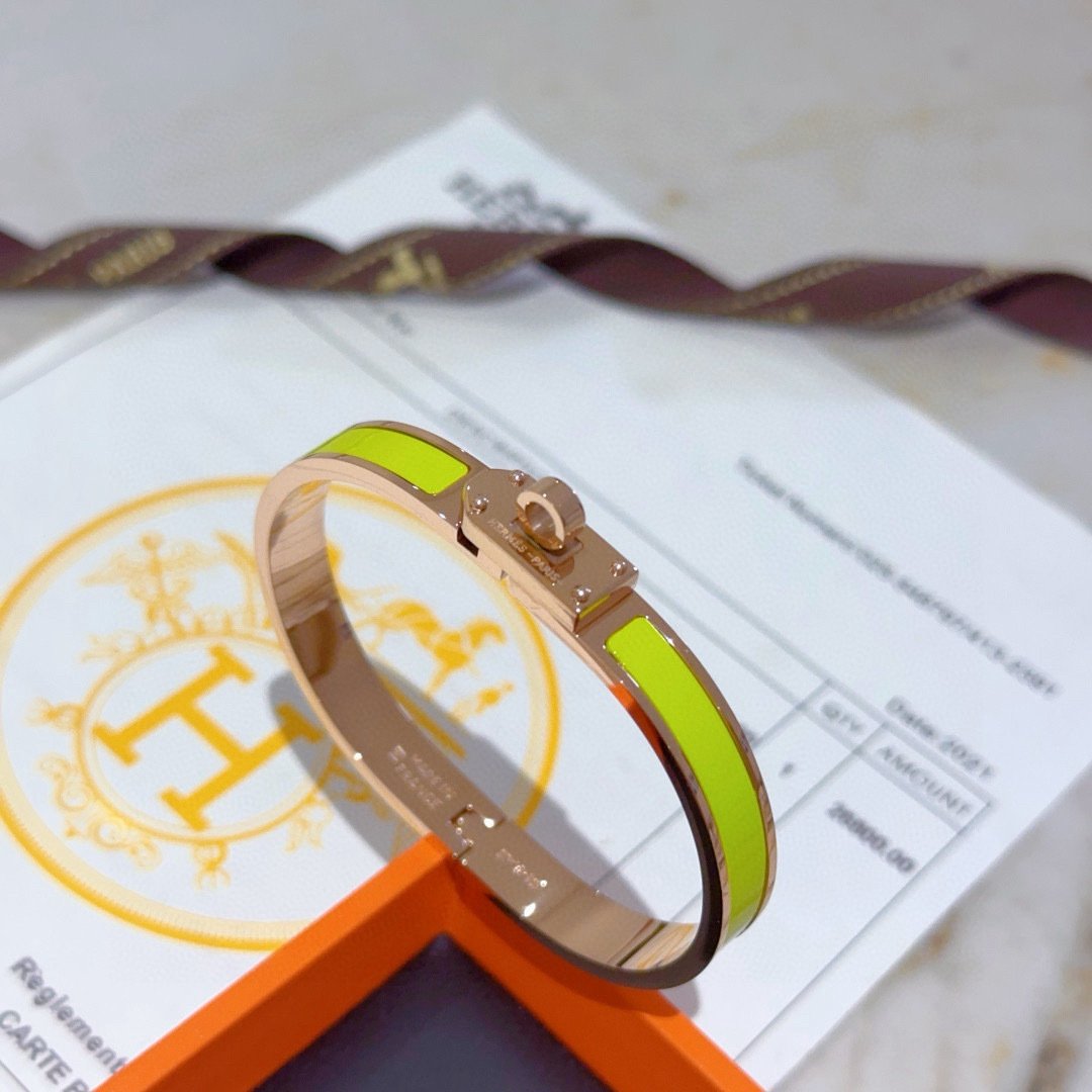 H**me5 Mini Clic Kelly Bracelet Green And Rose Gold H200004Fo4Spm