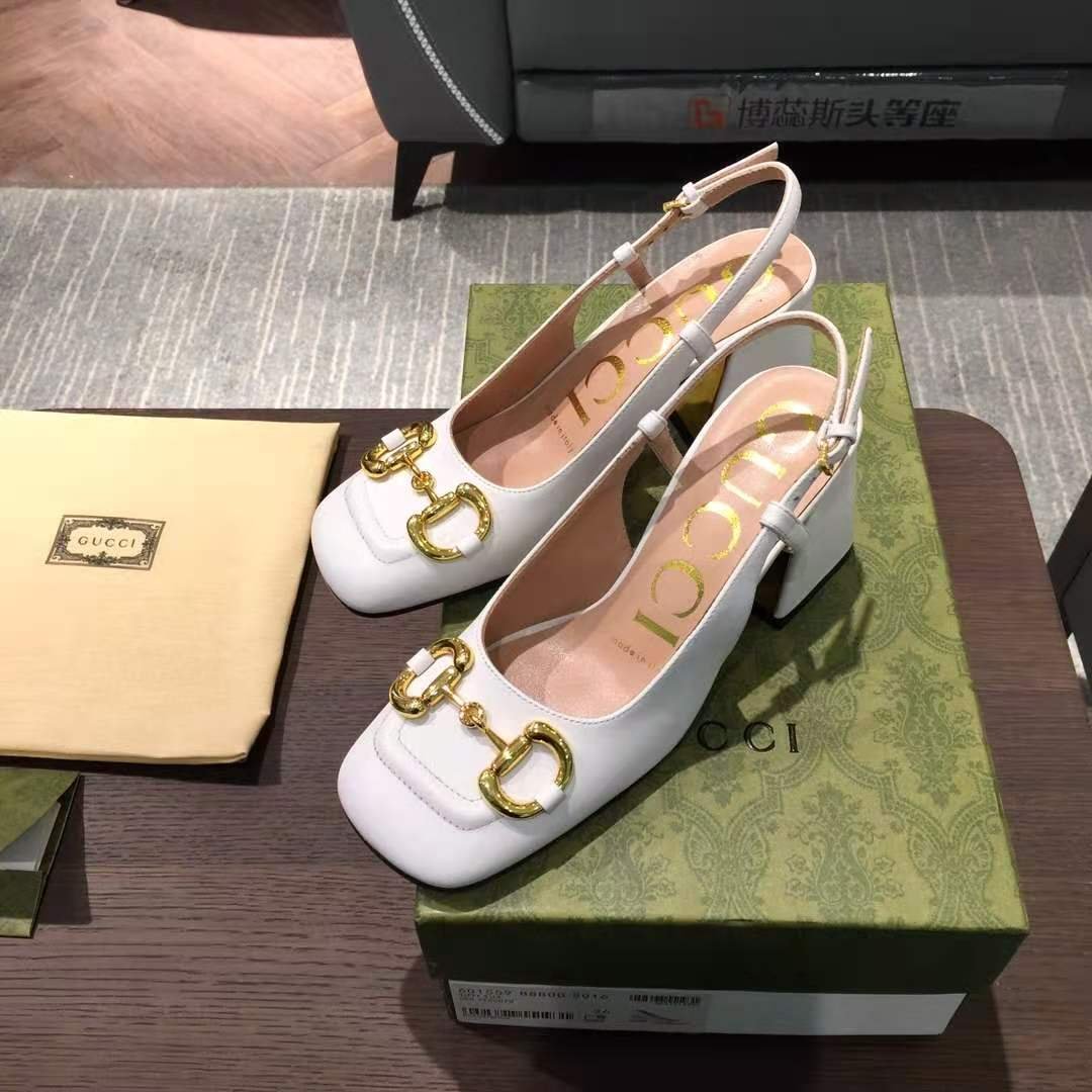 Gvc*1 Women’S Mid Heel Slingback With Horsebit White ‎643892 C9D00 9022