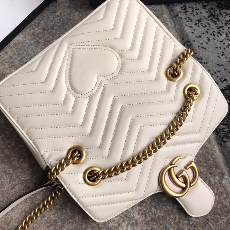 Gvc*1 Gg Marmont Mini Shoulder Bag White Matelasse 22Cm ‎446744 Dtdit 9022