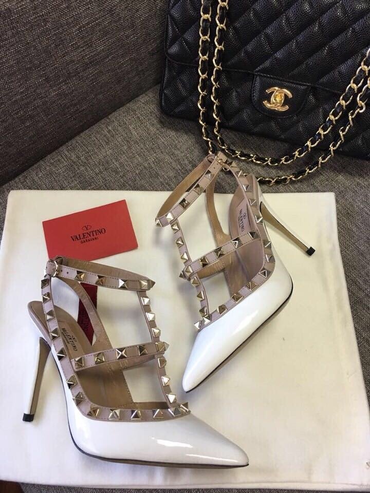 Va1e*ntin0 Patent Rockstud Caged Pump 100Mm Light Ivory Zw2S0393Vnwl62