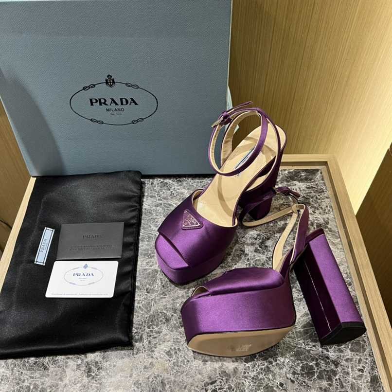 Pra*a High Heeled Satin Sandals Violet 1Xp48B 049 F0030 F 135