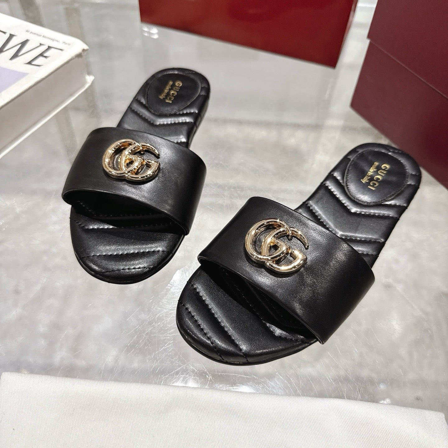 Gvc*1 Women Slide Sandal With Double G Black ‎832449 Bko00 1000