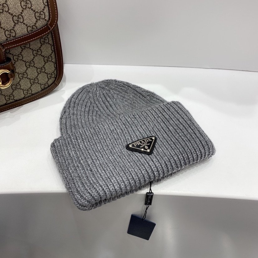 Pra*a Wool And Cashmere Beanie Silver Grey Umd489 3Im F0480 S 211