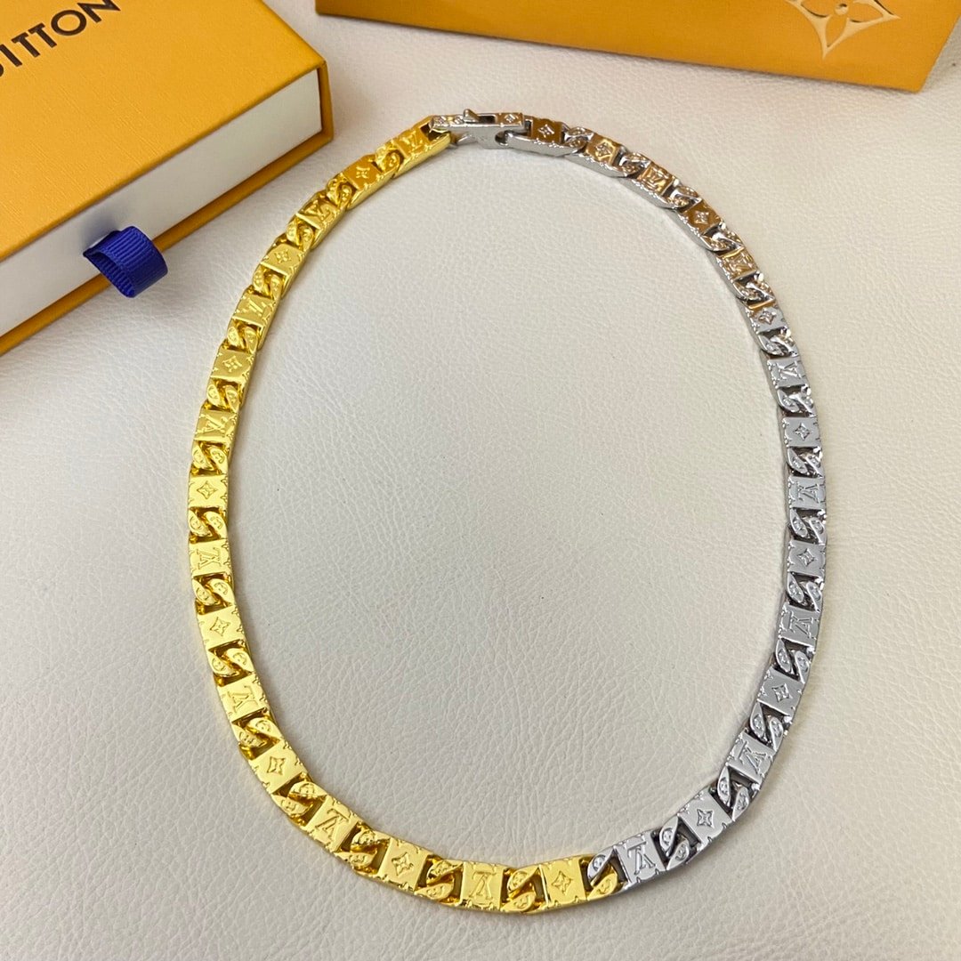 L0vis Vvtt0n Monogram Tied Up Necklace Gold And Silver M02229