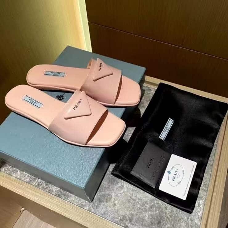 Pra*a Brushed Leather Slide In Pink