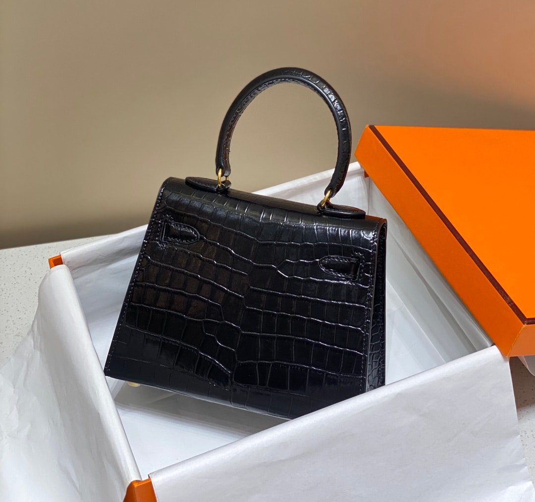 H**me5 Mini Kelly K20 Gold-Toned Hardware Black 20Cm