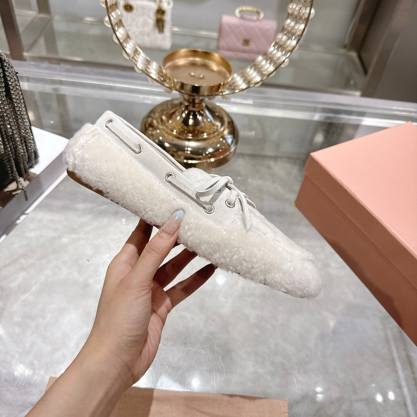 M1um1u Shearing Loafers Natural 5D525E 173 F0018 F 005