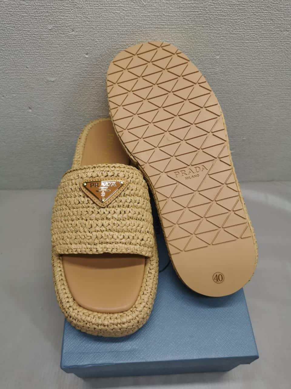 Pra*a Crochet Flatform Slides Natural 1Xz761 2C2T F0018 F 035