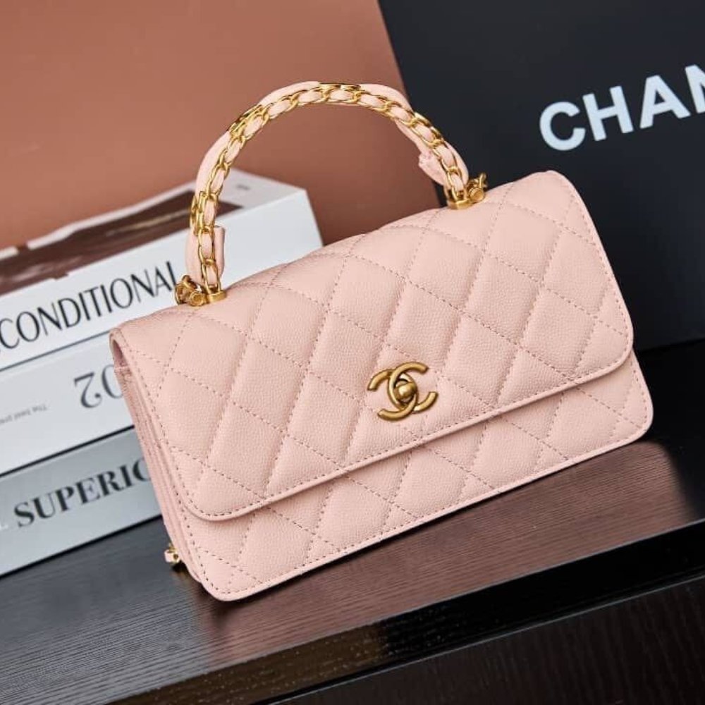 [S*per Vip 1:1] Ch**el Wallet On Chain Light Pink With Gold Tone Metal 18Cm Ap4938 B22654 Nh620