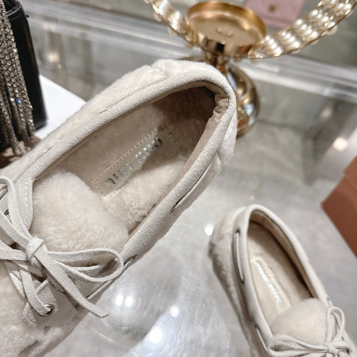 M1um1u Shearing Loafers Natural 5D525E 173 F0018 F 005