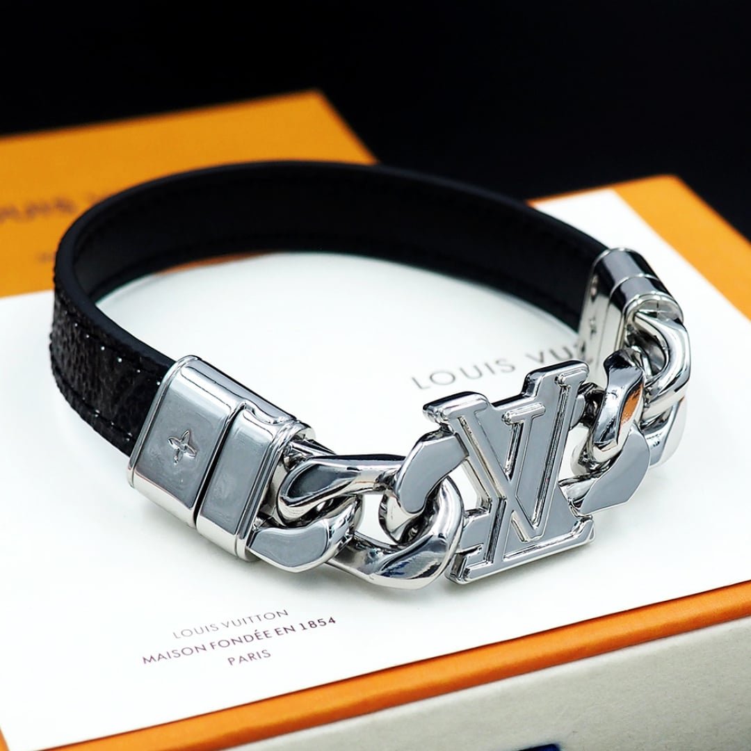 L0vis Vvtt0n Dimension Bracelet Silver Black M8828D