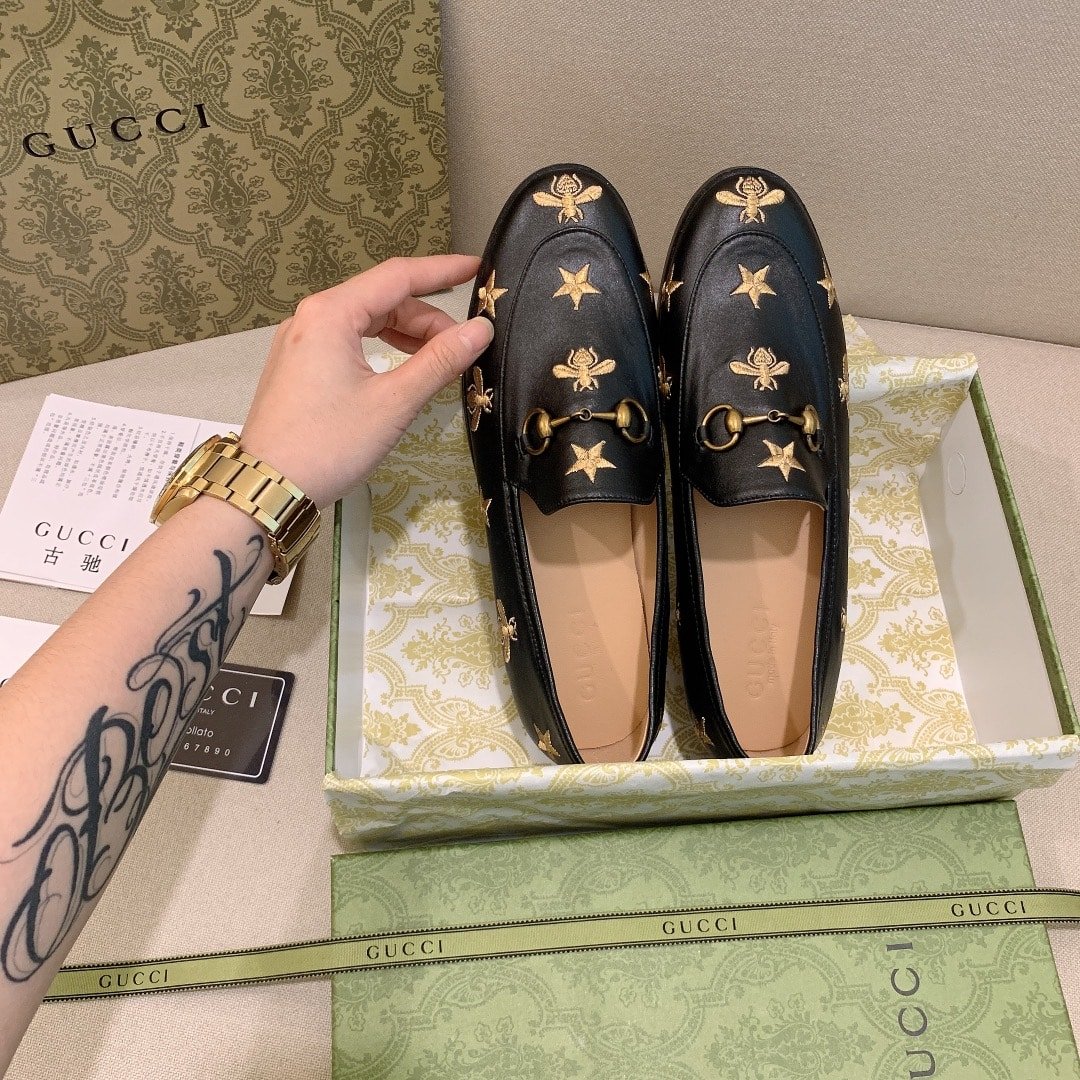Gvc*1 Jordaan Embroidered Leather Loafer Black 505281 D3V00 1000