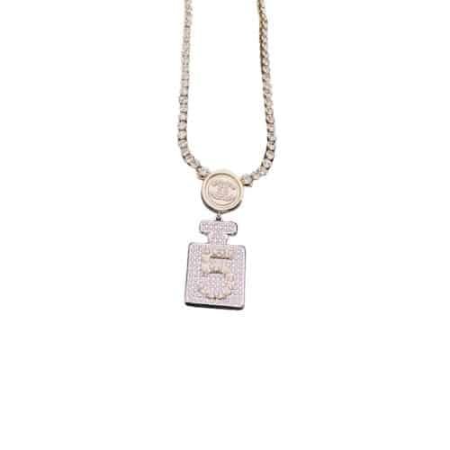 Ch**el Resin Crystal Cc No 5 Perfume Bottle Necklace