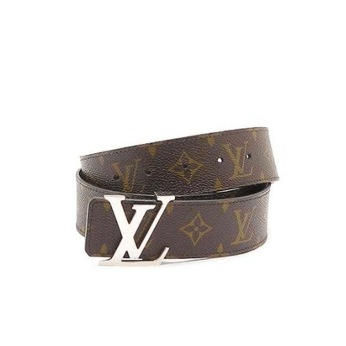 L0vis Vvtt0n Initiales Reversible Monogram Eclipse Canvas Belt Silver Metal 4Cm