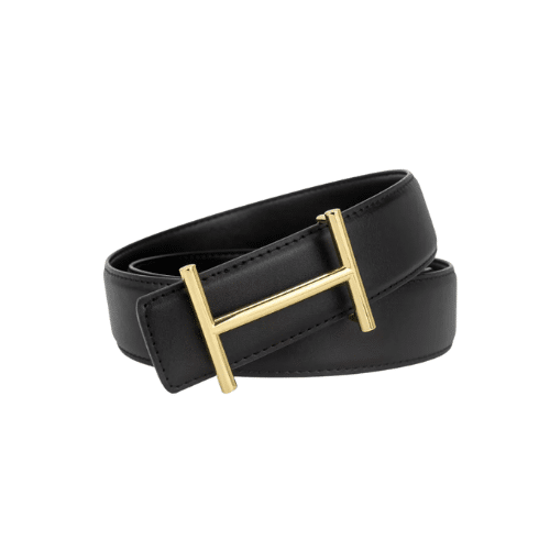 H**me5 Leather Belt Gold Buckle Black 38Mm