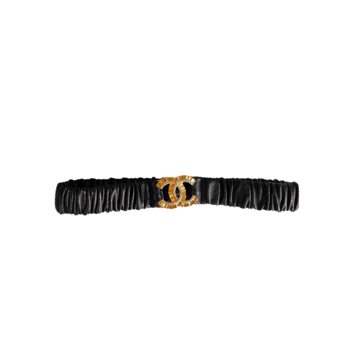 Ch**el Women’S Belt With Elastic Cowhide Encrusted Gold 30Mm